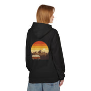 Retro Sunset Adventure Fleece Hoodie - Unisex Midweight